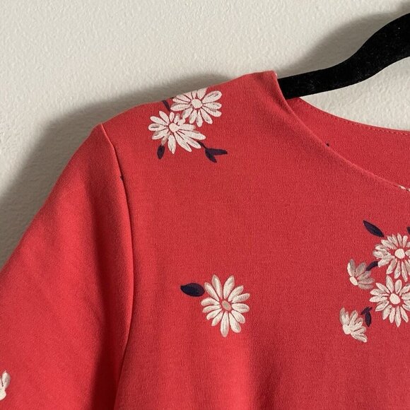 Old Navy Women Size XS Red Floral Ponte Knit Short Sleeve Sheath Dress NWT - Picture 5 of 10